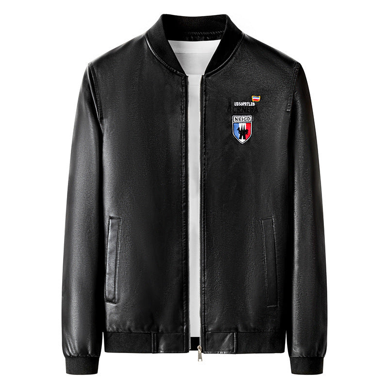 Men's lightweight bomber jacket in casual urban style with embroidered emblem and ribbed cuffs Mune Fashion