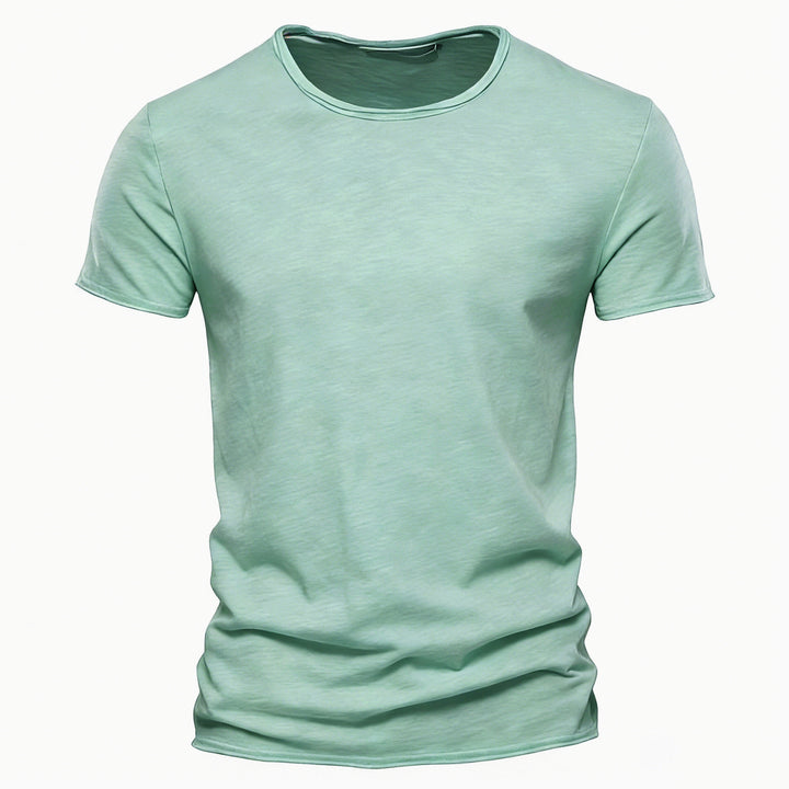Men's light cotton jersey short-sleeve shirt with V-neck and slim fit Mune Fashion