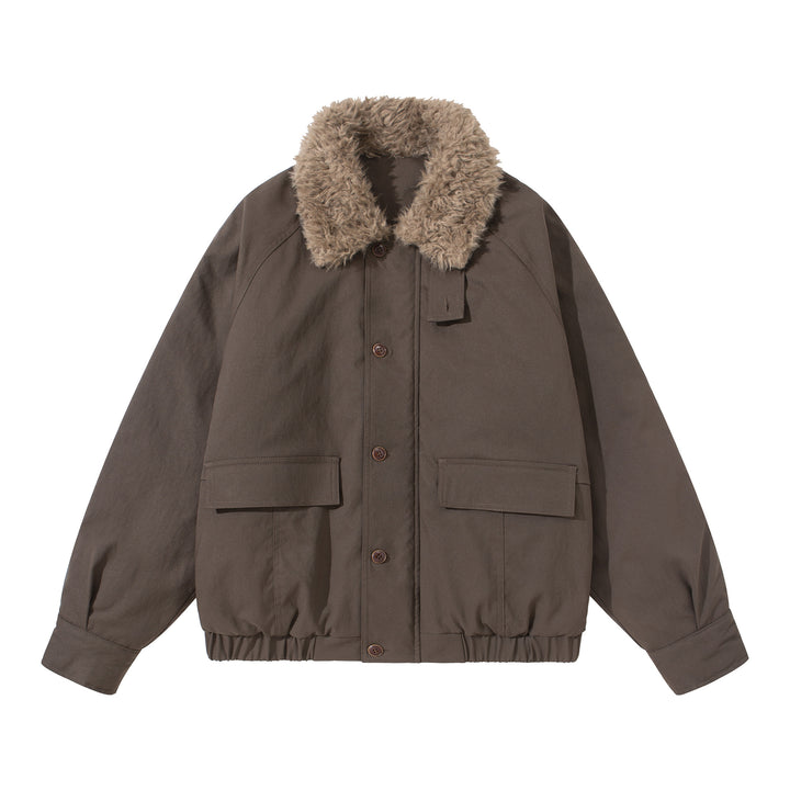Unisex Boxy Isolation Blouson with removable faux fur shawl collar and cargo pockets Mune Fashion