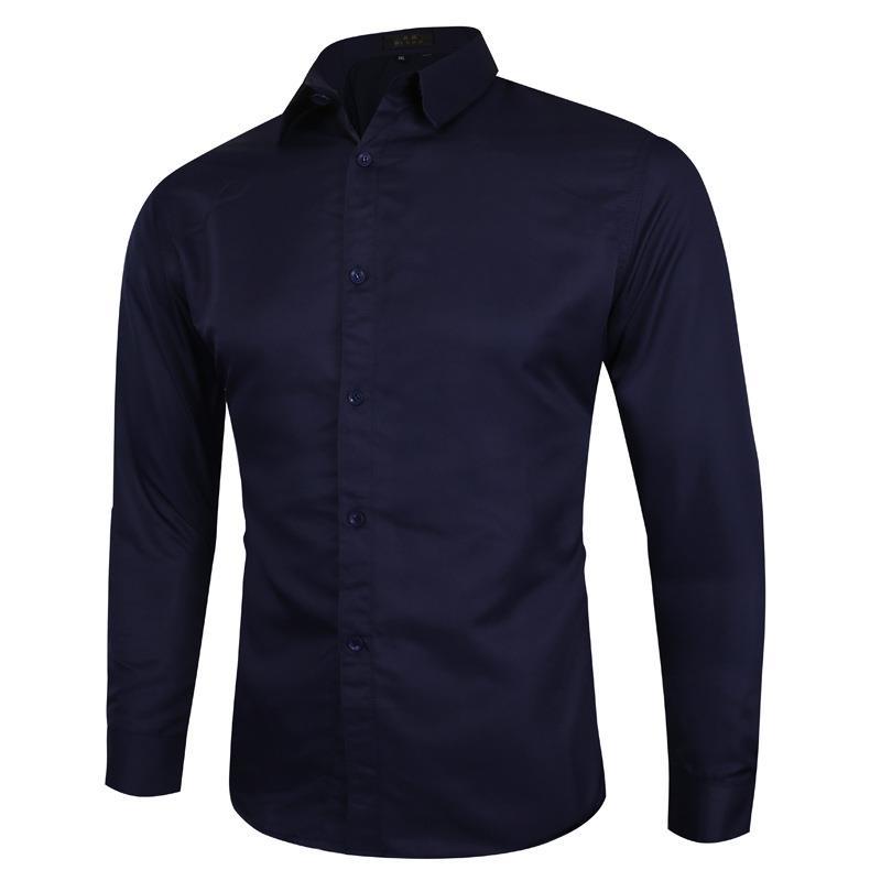 Men's Slim-Fit Business Shirt with Kent Collar Stretch Comfort and Easy-Care Cotton Blend Mune Fashion