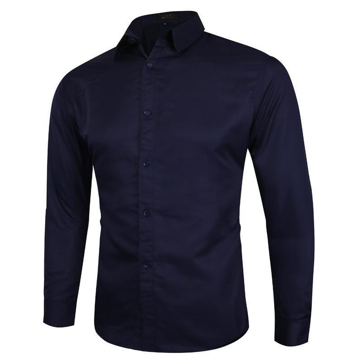 Men's Slim-Fit Business Shirt with Kent Collar Stretch Comfort and Easy-Care Cotton Blend Mune Fashion