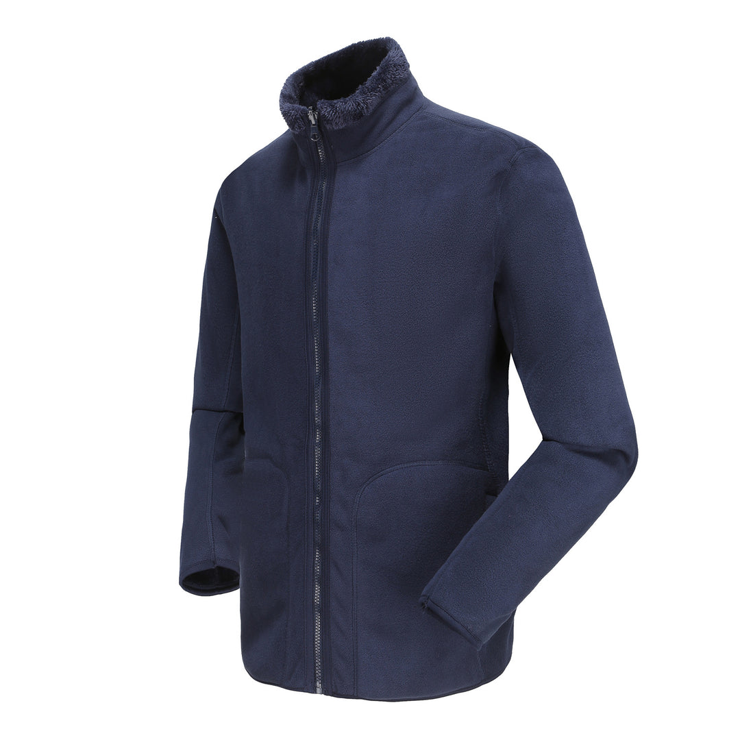 Women's cozy fleece jacket with high stand-up collar, full-length zipper, and figure-enhancing seams Mune Fashion
