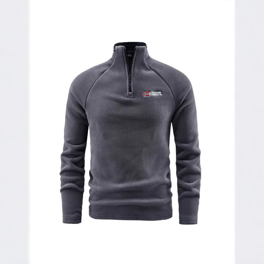 Men's fleece half-zip pullover with high stand-up collar and raglan sleeves Mune Fashion