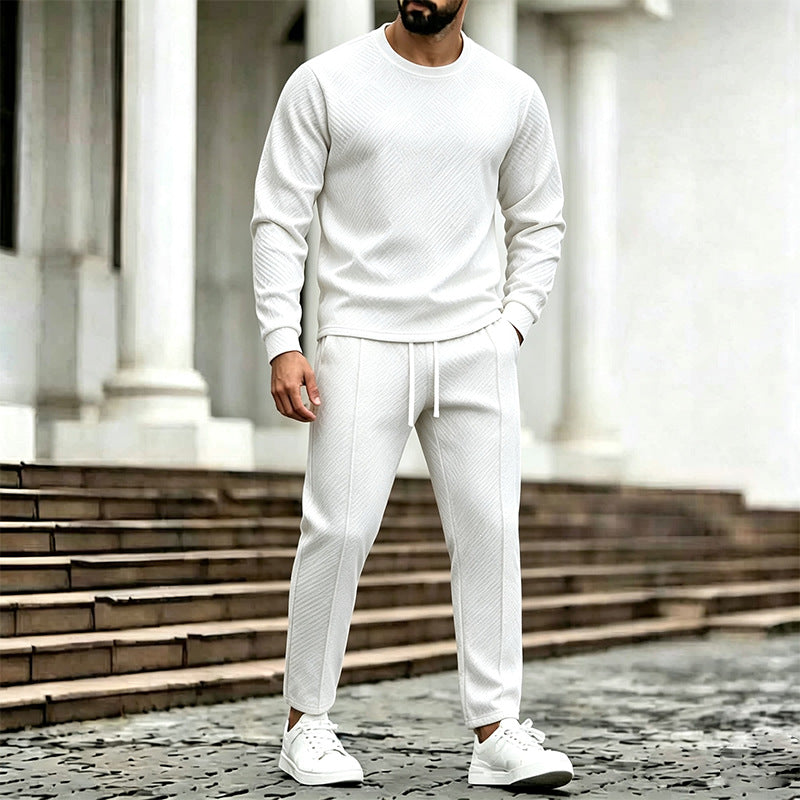 Men's Textured Lounge Set made of Sweat with Slim-Relax Jogging Pants Mune Fashion