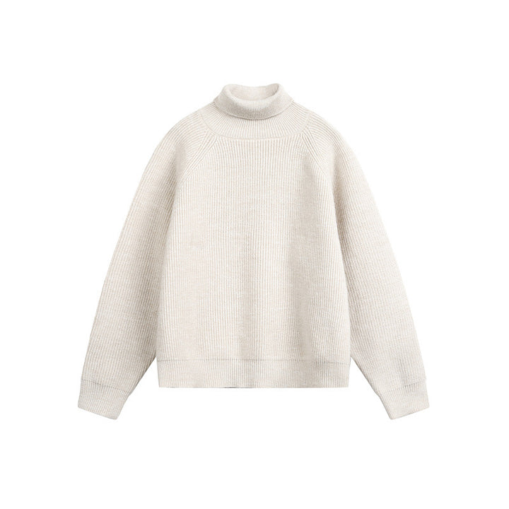 Unisex rollneck sweater made of coarse rib knit with raglan sleeves and straight hem Mune Fashion