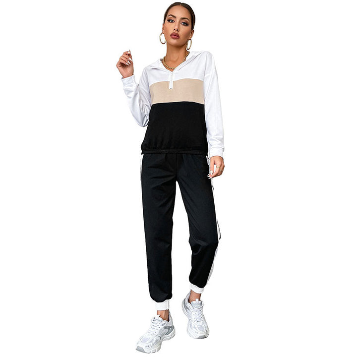Ladies' Sportive Jogging Set with Hood, Drawstring Pants & Side Stripes Mune Fashion