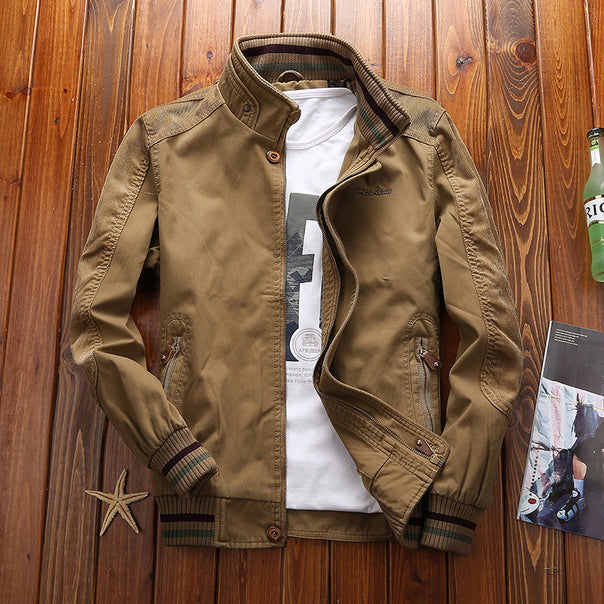 Men's Harrington-Style Transition Jacket with Stand Collar and Ribbed Cuffs Mune Fashion