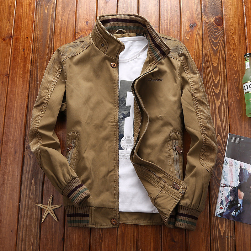 Men's Harrington-Style Transition Jacket with Stand Collar and Ribbed Cuffs Mune Fashion