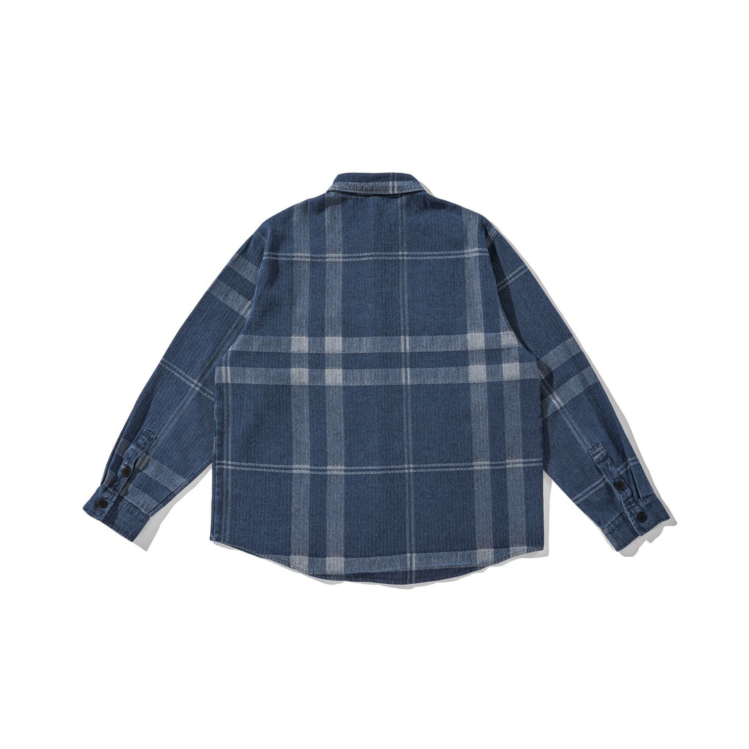 Men's Oversized Checkered Shirt Jacket in Worker Style with Rounded Hem and Chest Pocket Mune Fashion