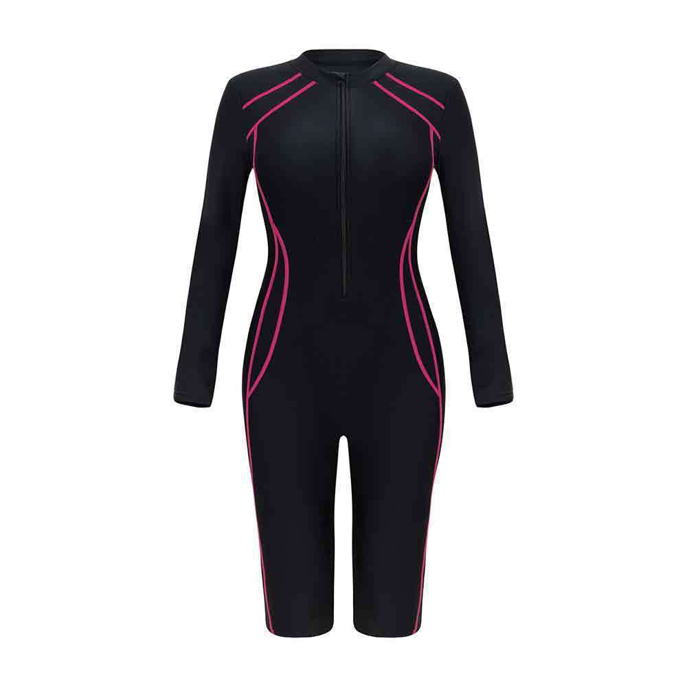 Women’s Sporty Long Sleeve Swimsuit with Zipper Mune Fashion