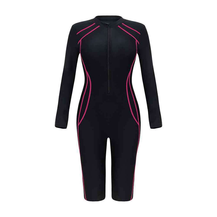 Women’s Sporty Long Sleeve Swimsuit with Zipper Mune Fashion