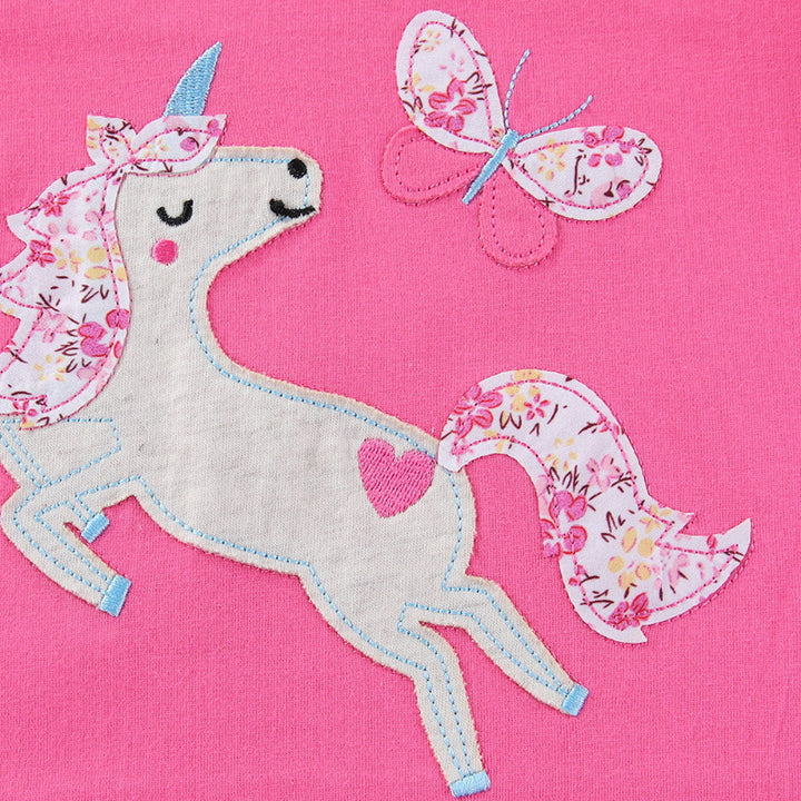 Girls T-shirt with creative ruffle details and charming unicorn motif Mune Fashion
