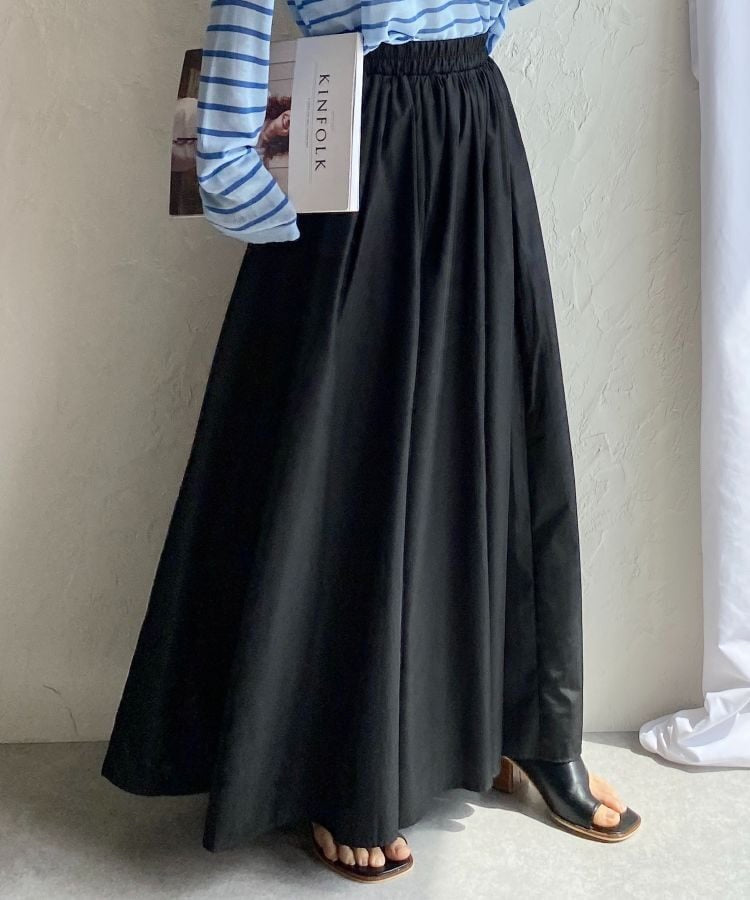 Women Elegant A-Line Maxi Skirt with High Waist, Hidden Side Pockets and Reinforced Hem Mune Fashion