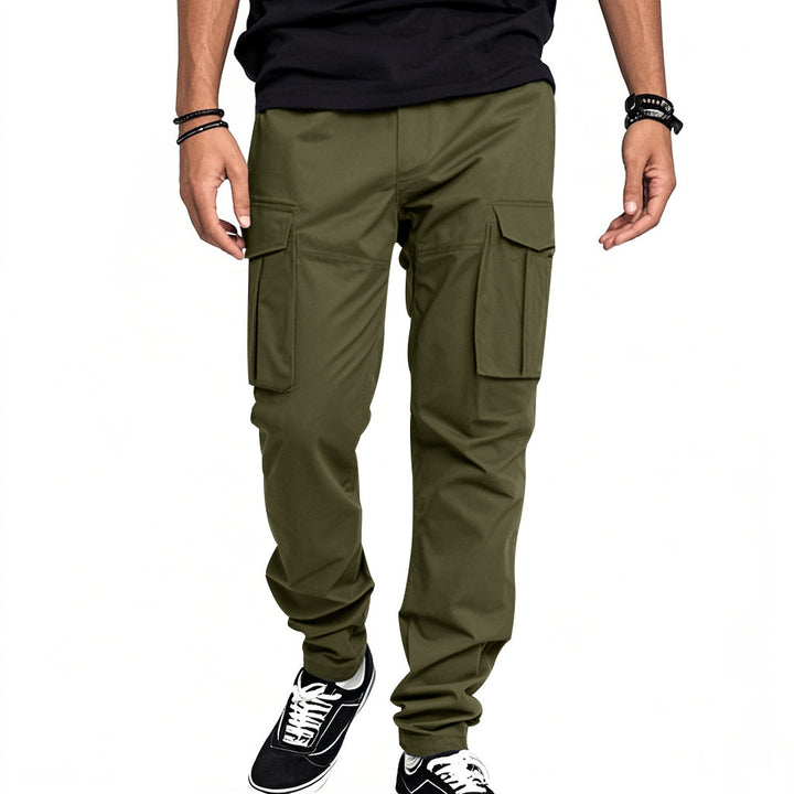 Men's nan utility cargo pants with large patch flap pockets and a tapered silhouette Mune Fashion