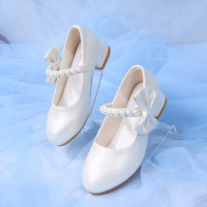 Girls elegant ballerinas with bow and pearl accents Mune Fashion