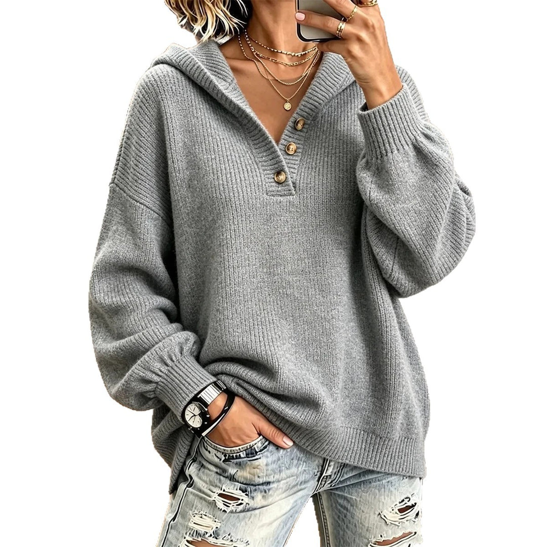 Women Comfortable Knit Sweater with Hood Mune Fashion
