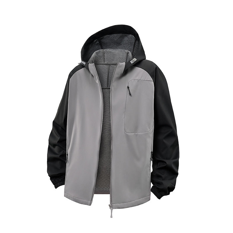 Men's Waterproof Softshell Hoodie Jacket with Fleece Lining, Windproof and with Chest Zip Drune