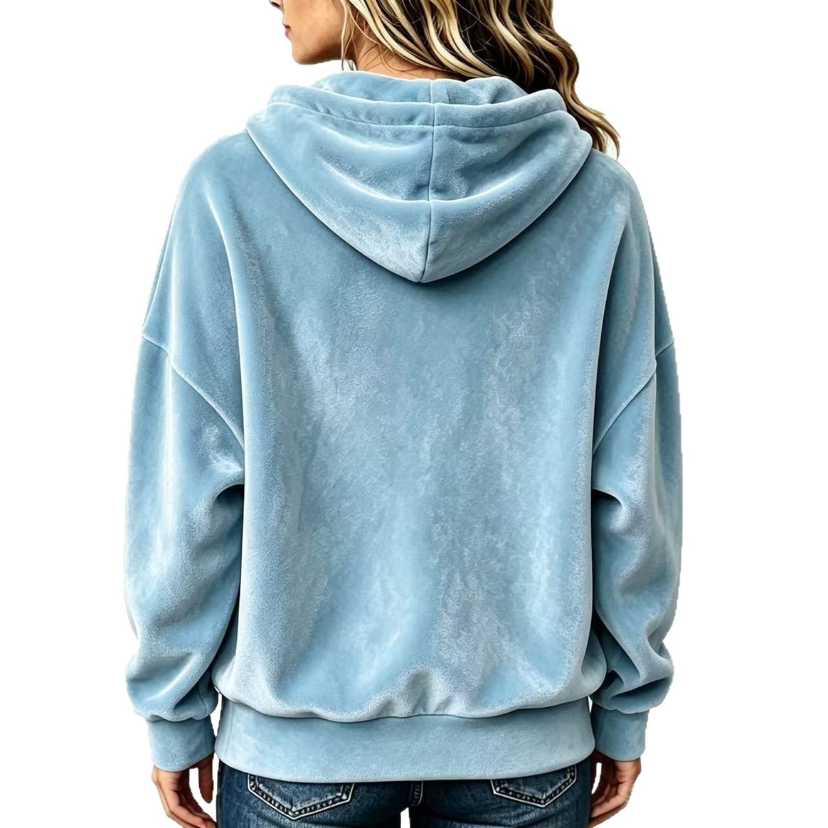 Ladies Cozy Velvet Hooded Sweater in Oversized Cut Mune Fashion
