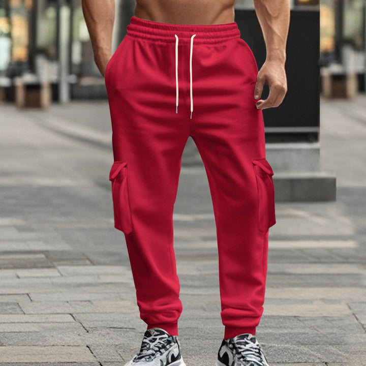 Men's Utility Jogger Pants with Side Flap Pockets, Drawstring Waistband and Tapered Fit Mune Fashion