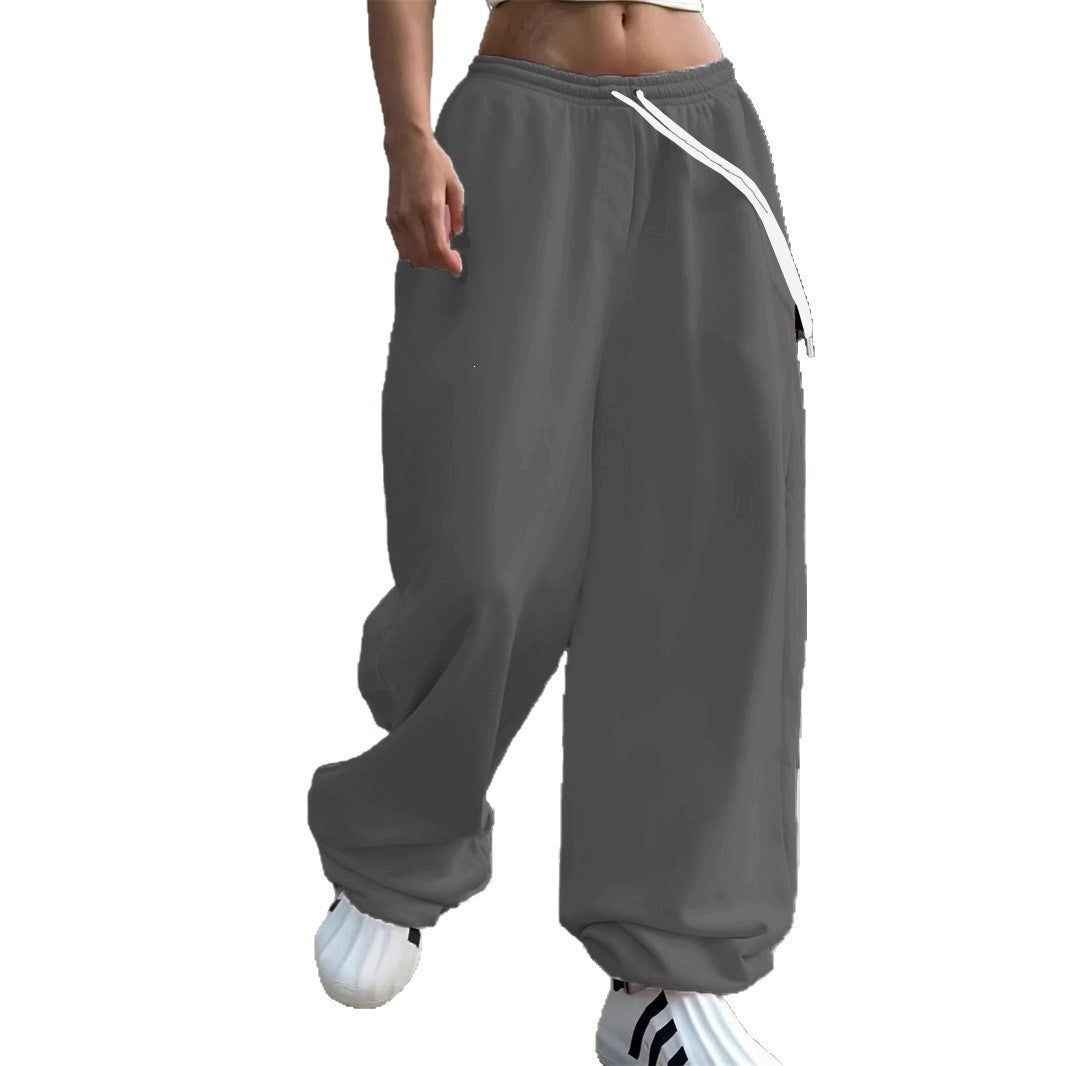 Women's wide Baggy joggers with a high comfort waistband, drawstring and elastic ankle cuffs Mune Fashion