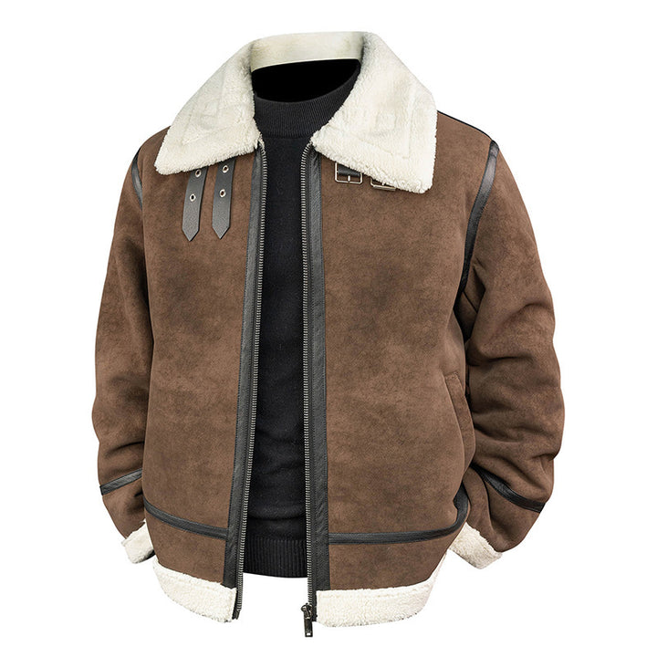 Men's Stylish Bomber Jacket with Faux Fur Collar Mune Fashion