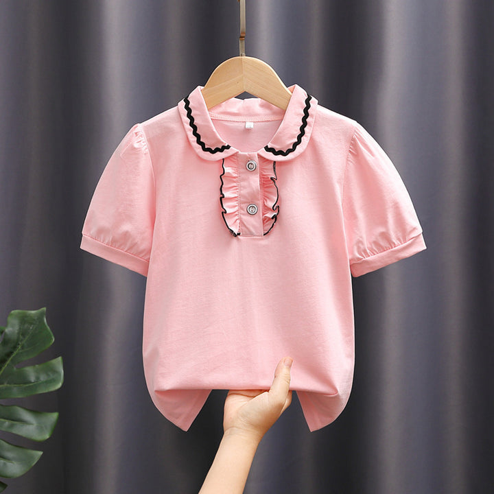 Girl's trendy blouse with ruffled collar and puff sleeves Mune Fashion
