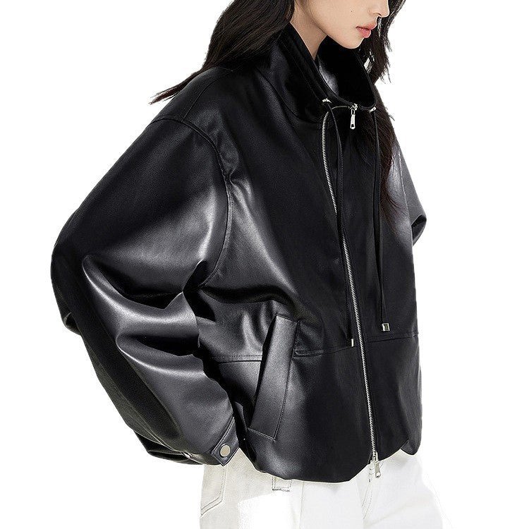 Women's Stylish Blouson Jacket with High Collar Mune Fashion