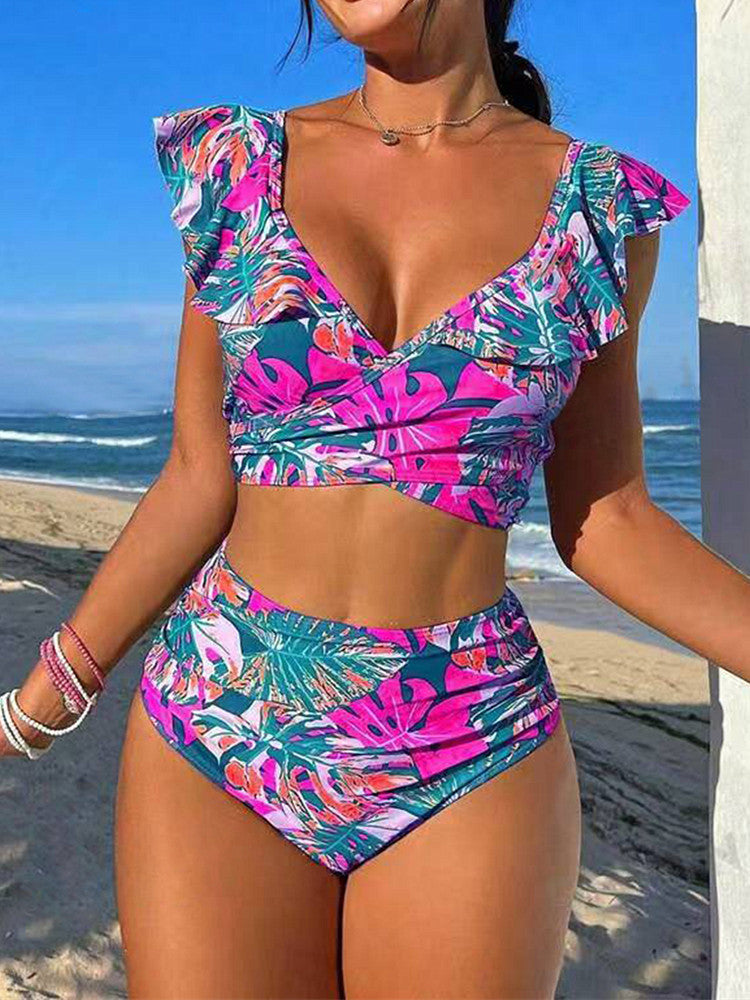 Ladies high-waisted bathing bikini with playful ruffle details Mune Fashion