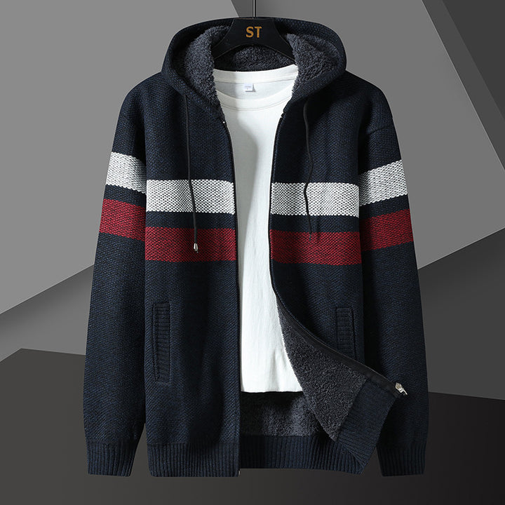 Men's padded knit hooded jacket with full zip and teddy lining Mune Fashion