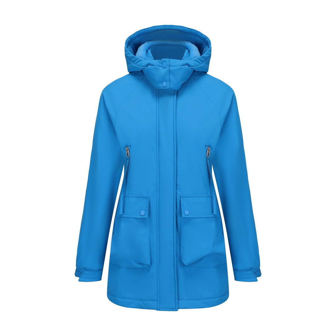 Women's lightweight hooded parka with concealed two-way zipper and patch pockets Mune Fashion