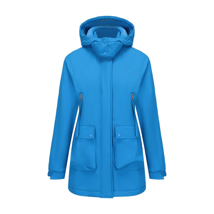 Women's lightweight hooded parka with concealed two-way zipper and patch pockets Mune Fashion