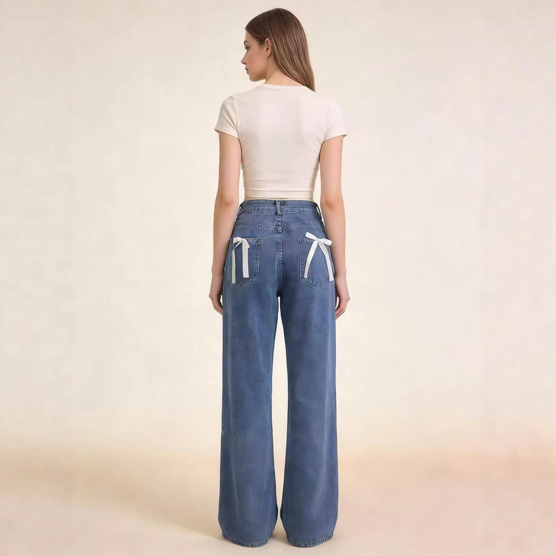 Women's high-waisted extra-long flared jeans with wide leg and clean five-pocket cut Mune Fashion