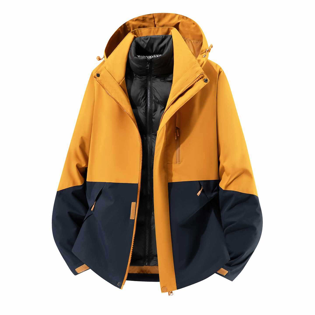 Men's Waterproof Three-Piece Winter Jacket with Removable Down Inner Jacket and Hood Mune Fashion