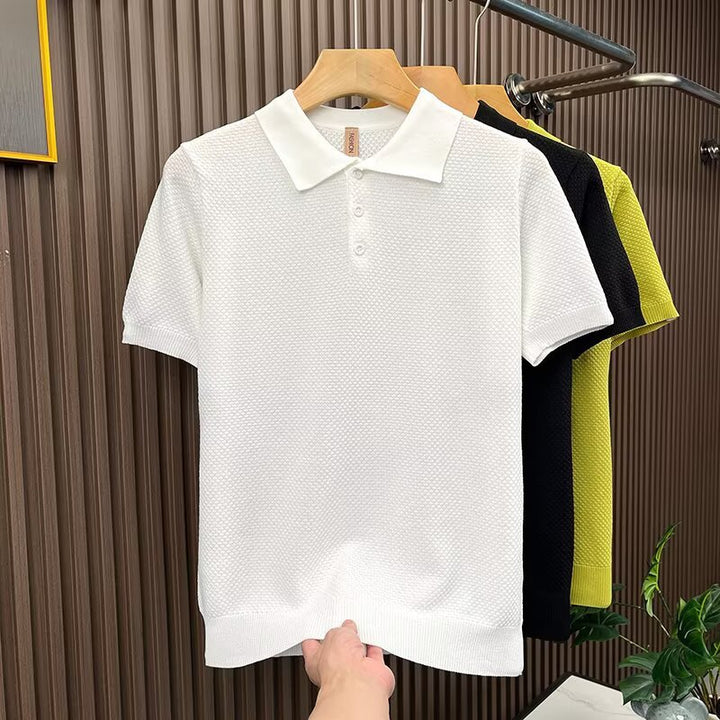Men's Stylish Short-Sleeve Polo Shirt with Texture Mune Fashion