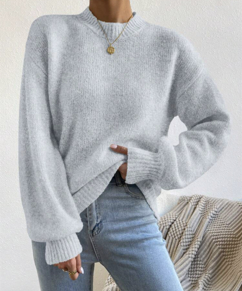 Women’s Oversized Fine Knit Sweater with Suggested Mohair Effect and Extended Ribbed Cuffs Mune Fashion