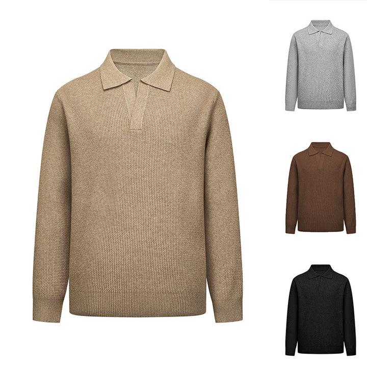 Men's Fashion Long Sleeve Knit Polo Mune Fashion