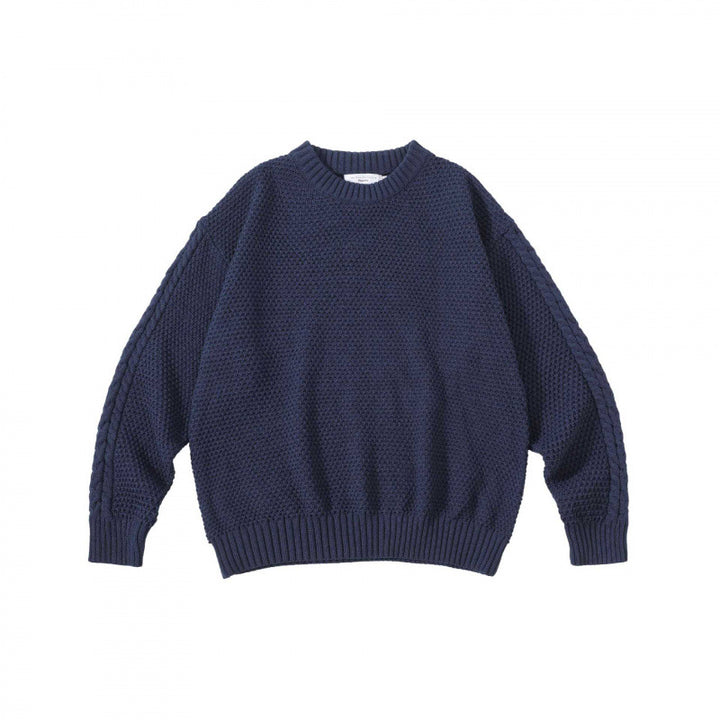 Unisex Oversize Chunky Knit Sweater with Cable Sleeves and Round Neckline Mune Fashion