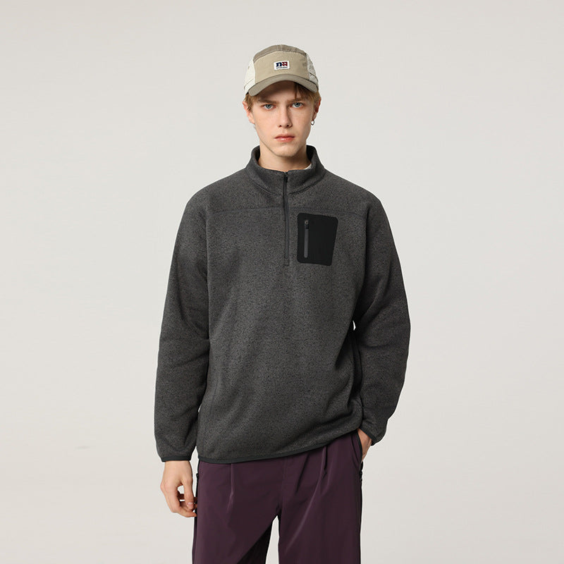 Herren Halbzip-Fleecepullover mit Brustreißverschlusstasche und Stehkragen Mune Fashion
