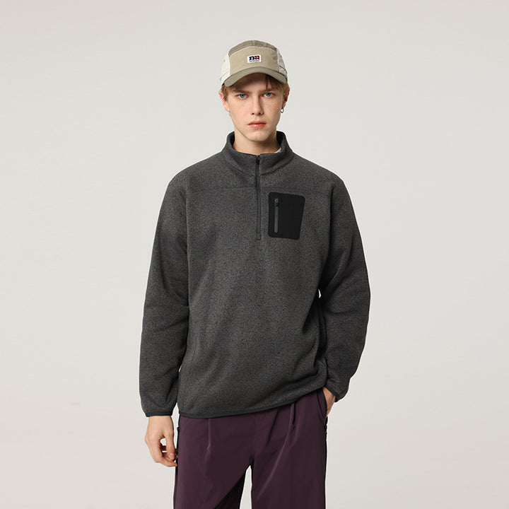 Herren Halbzip-Fleecepullover mit Brustreißverschlusstasche und Stehkragen Mune Fashion