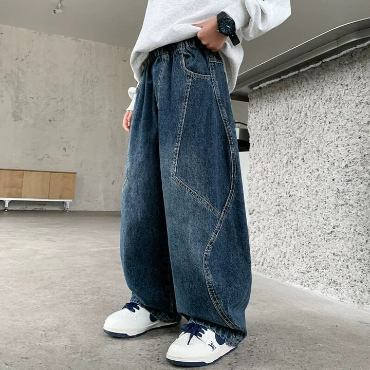 Women Loose Fit Jeans with Elastic Waistband Mune Fashion