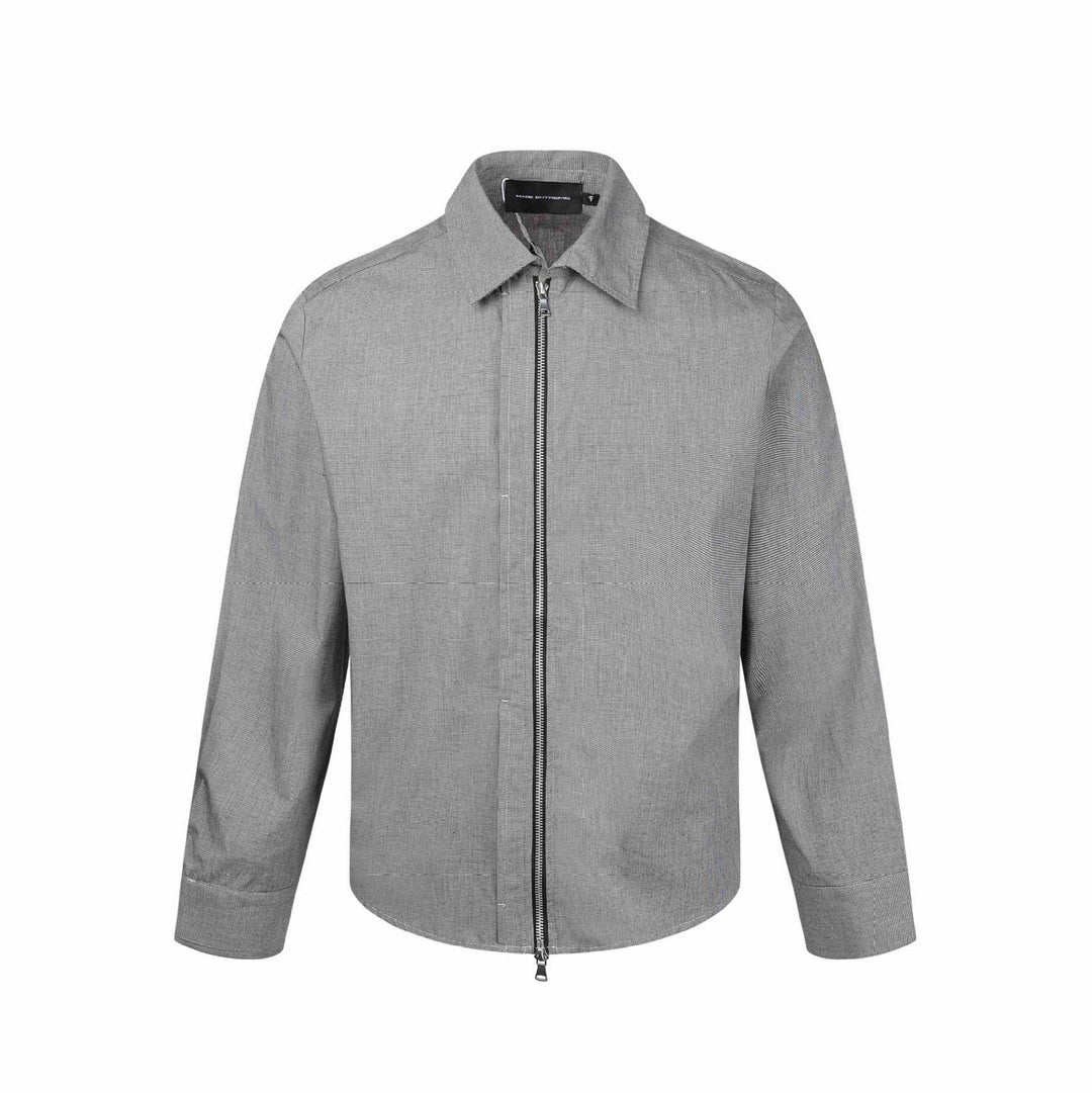 Men's short jacket with shirt collar, two-way zipper and fine structure Mune Fashion
