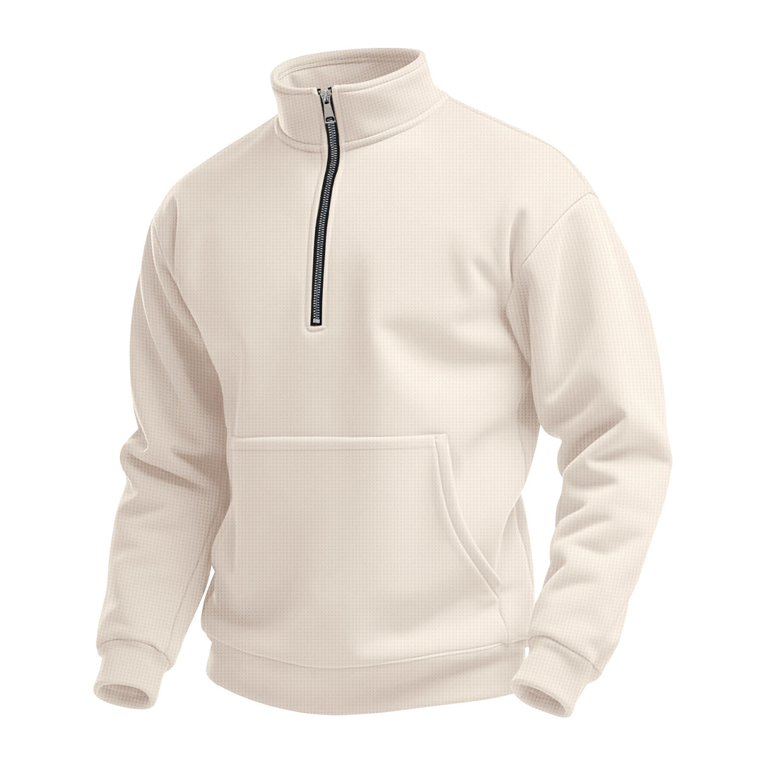 Men's zip hoodie with half zipper stand-up collar and kangaroo pocket Mune Fashion