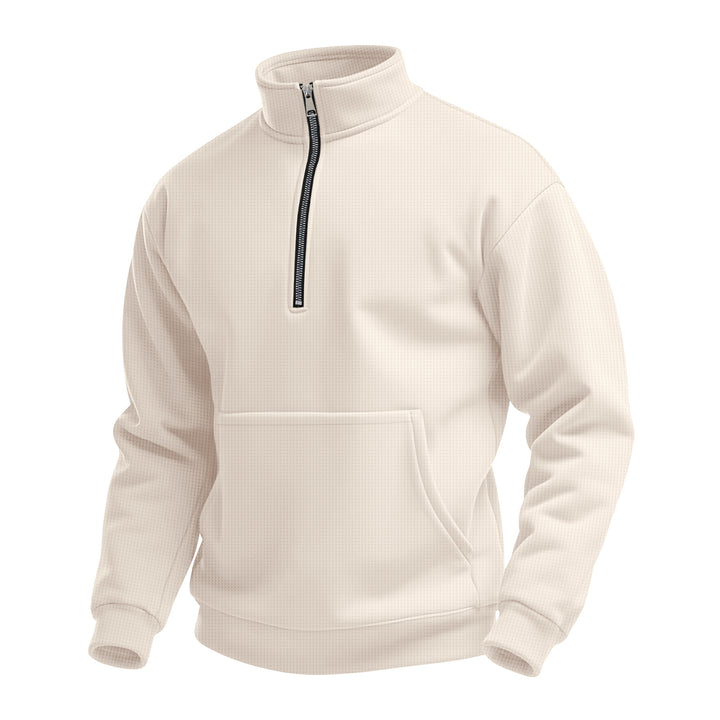Men's zip hoodie with half zipper stand-up collar and kangaroo pocket Mune Fashion