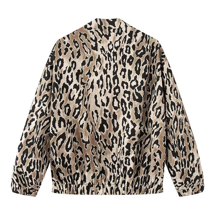 Ladies nan lightweight bomber jacket in leopard pattern with zipper and elastic cuffs Mune Fashion