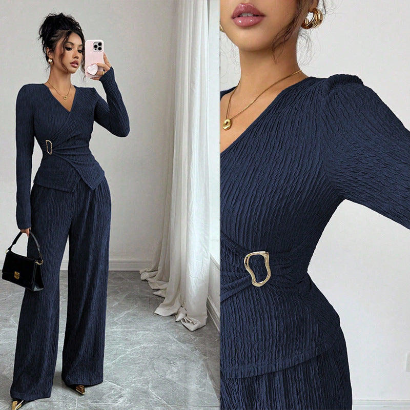 Women's Fashionable Jumpsuit with Wrap Look Mune Fashion