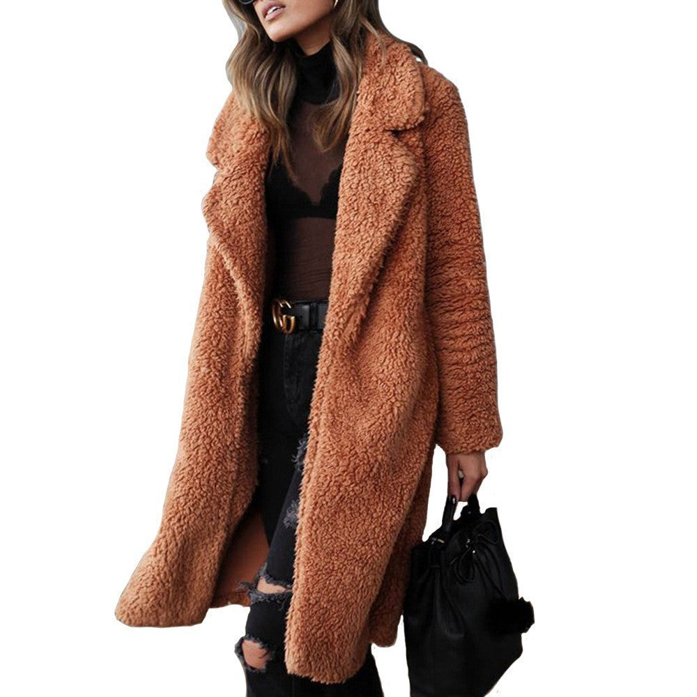 Women's cuddly teddy coat with oversized cut and high collar Mune Fashion