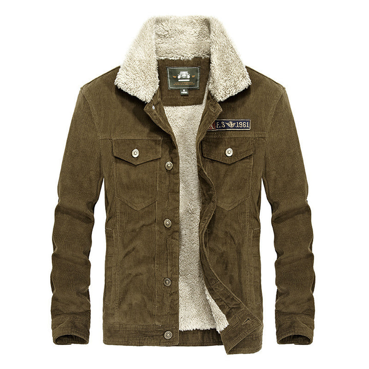 Men's trucker cord jacket with teddy lining and patch chest pockets Mune Fashion