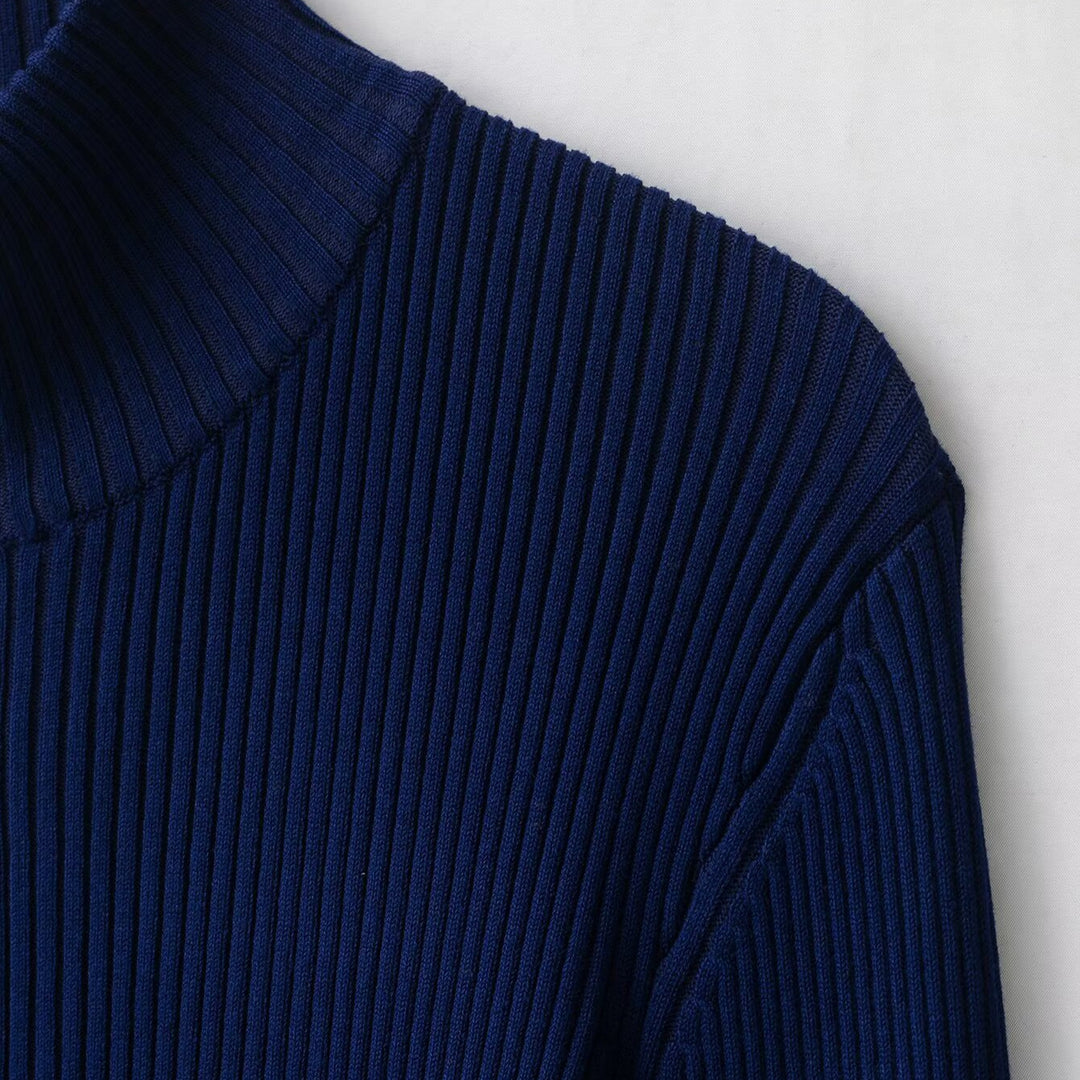 Women's ribbed cardigan with stand-up collar and full-length zipper Mune Fashion