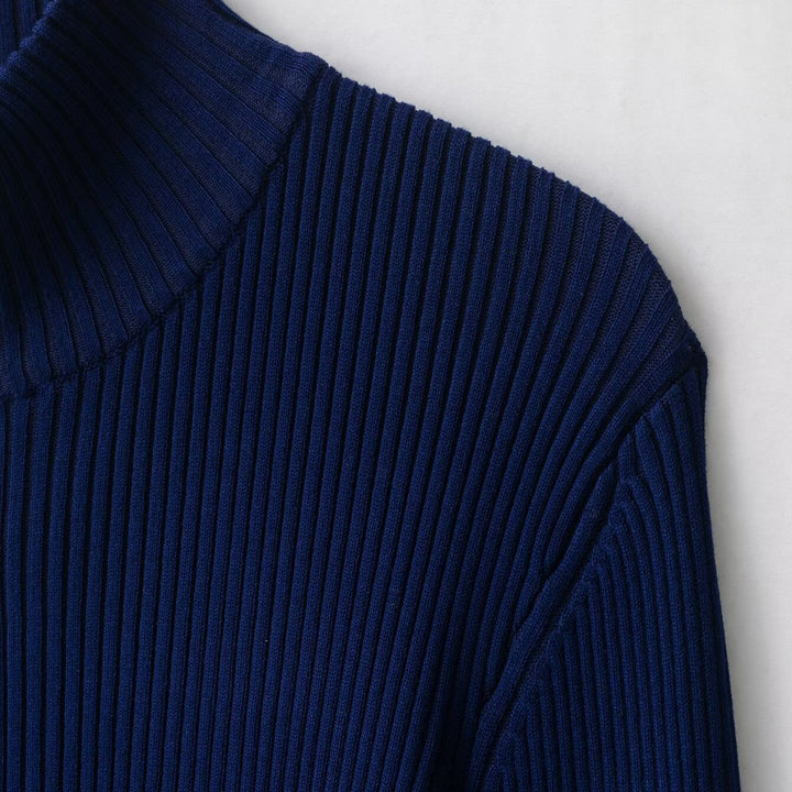 Women's ribbed cardigan with stand-up collar and full-length zipper Mune Fashion