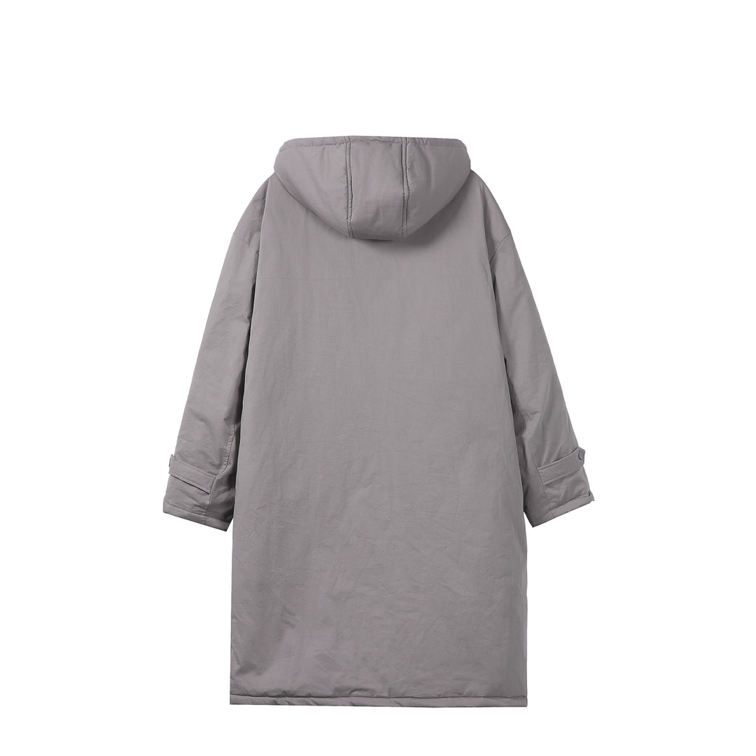 Women Long Padded Thermal Parka in Oversize Cut with Concealed Front Closure